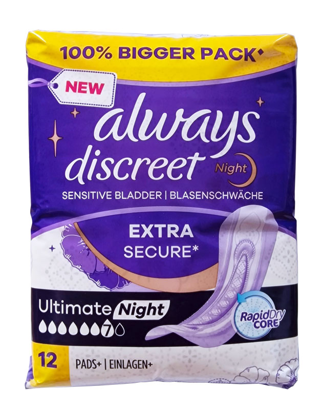 ALWAYS DISCREET PADS ULTIMATE NIGHT 12'S
