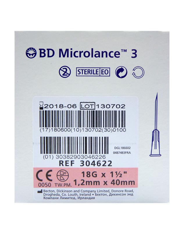 BD MICRO-LANCE NEEDLES 18G X 1 ½” PINK